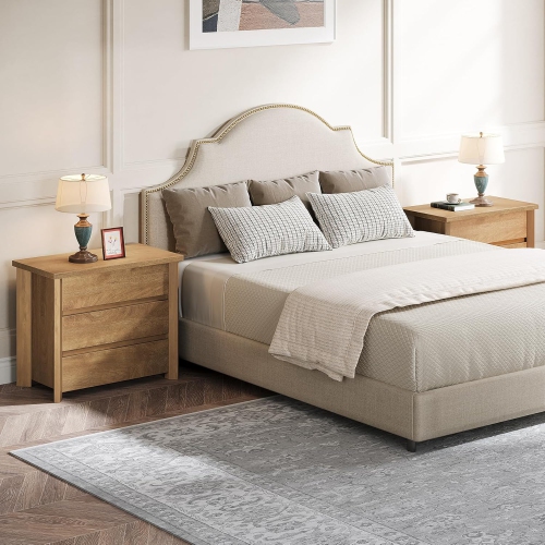 Tribesigns Nightstands Set of 2, 32-Inch Wide Night Stand with Storage Drawers for Living Room, Bedroom, Rustic Brown