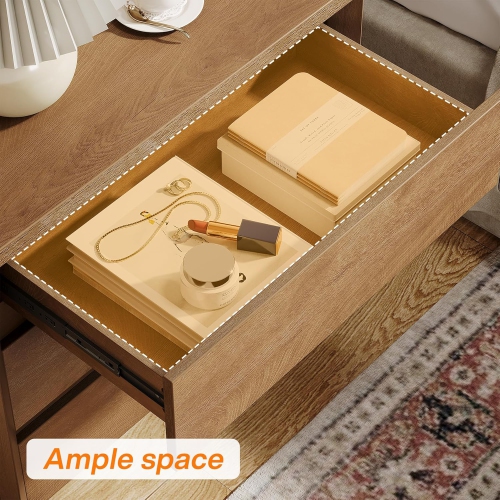 Tribesigns Wood Nightstand with 3 Drawers, Farmhouse Large Bedside Table with Storage for Bedroom and Small Spaces, Rustic Brown