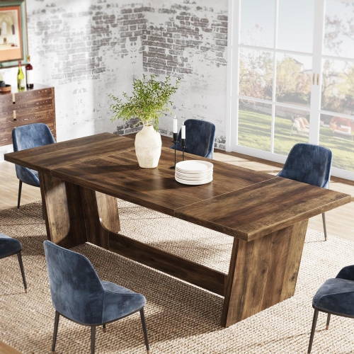 Tribesigns 70.87-Inch Dining Room Table: Wood Large Dining Table for 6-8 People, Farmhouse Kitchen Table