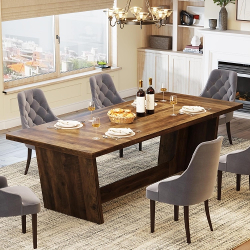 Tribesigns 70.87-Inch Dining Room Table: Wood Large Dining Table for 6-8 People, Farmhouse Kitchen Table