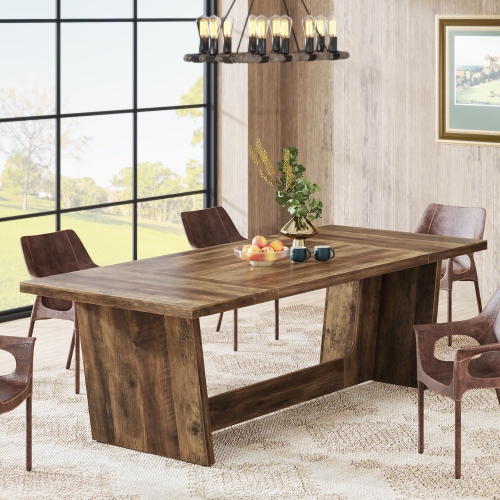 Tribesigns 70.87-Inch Dining Room Table: Wood Large Dining Table for 6-8 People, Farmhouse Kitchen Table