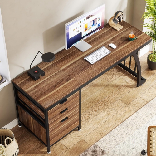 Tribesigns – Bureau d'ordinateur à 3 tiroirs, bureau d'ordinateur de 59 po avec tiroirs réversibles, table de travail