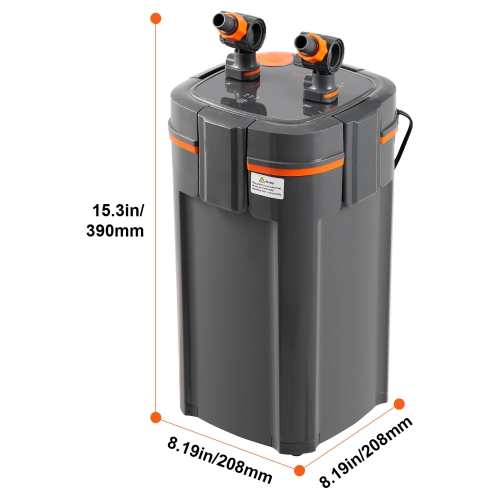 VEVOR 264GPH Aquarium Filter, 3-Stage Canister Filter 75 Gallon, Ultra-Quiet Internal Aquarium Filter with UV Protection, Submersible Power Filter