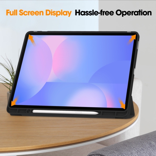 For Samsung Tab S10FE+13.1 Tablet Case S10FE Plus X620 TPU Color Pen Slot Protective Case, Black