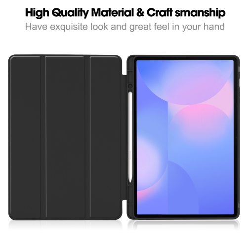 For Samsung Tab S10FE+13.1 Tablet Case S10FE Plus X620 TPU Color Pen Slot Protective Case, Black