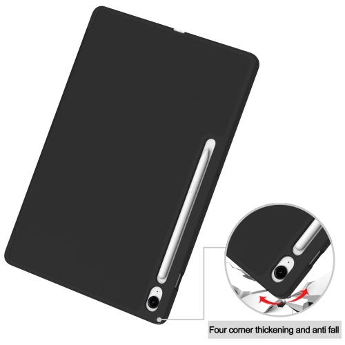 For Samsung Tab S10FE+13.1 Tablet Case S10FE Plus X620 TPU Color Pen Slot Protective Case, Black