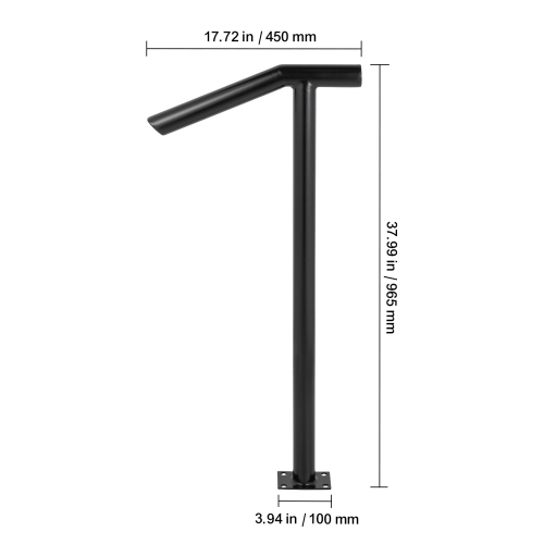 VEVOR 1-2 Single Post , Black Steel Railing 441LBS Capacity Baking Varnish Iron Stairs Stylish Handrails for Outdoor Steps with Expansion Bolts &