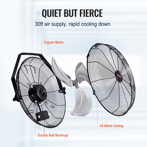 VEVOR 2 PCS Wall Mount Fan,18 inch Waterproof, 3-speed High Velocity Max. 4000 CFM Wall Fan for