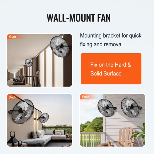 VEVOR 2 PCS Wall Mount Fan,18 inch Waterproof, 3-speed High Velocity Max. 4000 CFM Wall Fan for