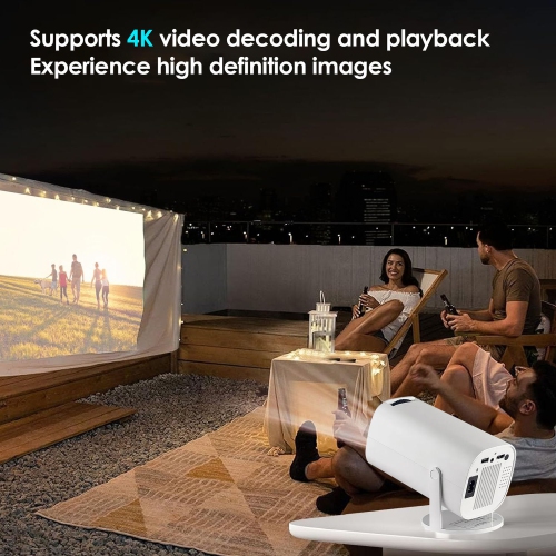 Mini projecteur portatif pour la maison, prend en charge le décodage et la sortie de lecture vidéo 4K, angle de projection flexible de 180°