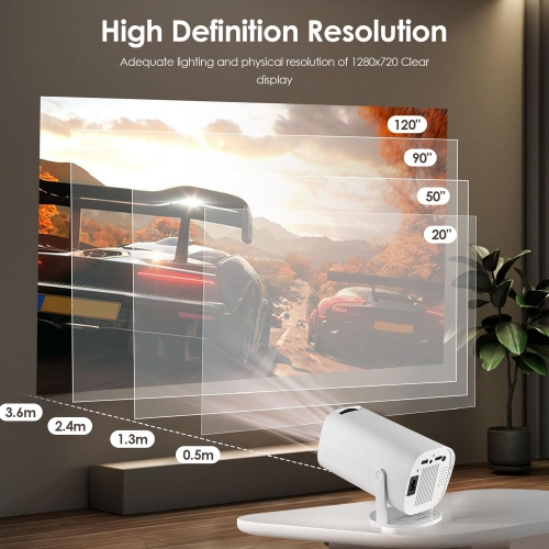 Mini projecteur portatif pour la maison, prend en charge le décodage et la sortie de lecture vidéo 4K, angle de projection flexible de 180°