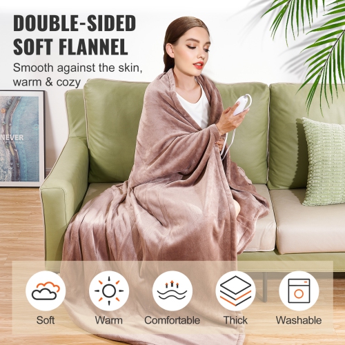 VEVOR 100" x 90" Heated Blanket Electric Throw, King Size,Soft Flannel Heating Blanket with 10 Hours Timer Auto-off & 5 Heating Levels, Dual