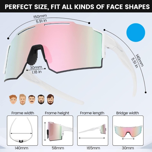 Cycling Glasses Polarized Sports Goggles Lenses for Men and Women for Bike Motorcycle Driving