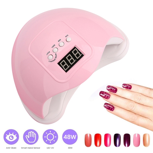 Lampe à ongles en gel UV LED, séchoir à ongles automatique professionnel portatif 48&nbsp;W, lampe à ongles avec minuterie et affichage LCD