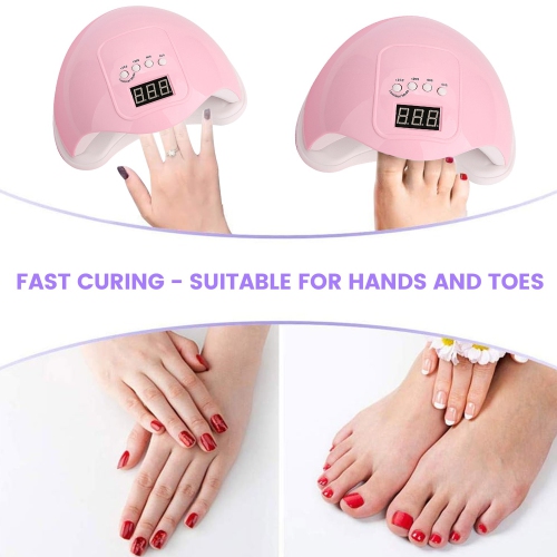 Lampe à ongles en gel UV LED, séchoir à ongles automatique professionnel portatif 48&nbsp;W, lampe à ongles avec minuterie et affichage LCD