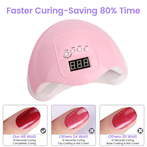 Lampe à ongles en gel UV LED, séchoir à ongles automatique professionnel portatif 48&nbsp;W, lampe à ongles avec minuterie et affichage LCD