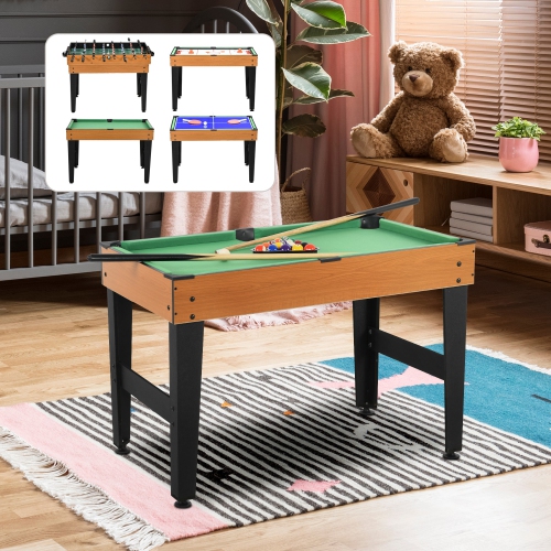 Soozier 43'' 4-in-1 Multi-Gaming Table, Tabletop Billiards Hockey Table Tennis Foosball Game, Easy Set up, Compact for Storage, with Score Boards,