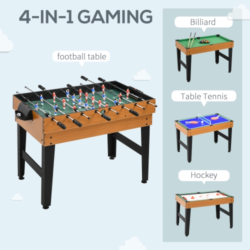 Soozier 43'' 4-in-1 Multi-Gaming Table, Tabletop Billiards Hockey Table Tennis Foosball Game, Easy Set up, Compact for Storage, with Score Boards,
