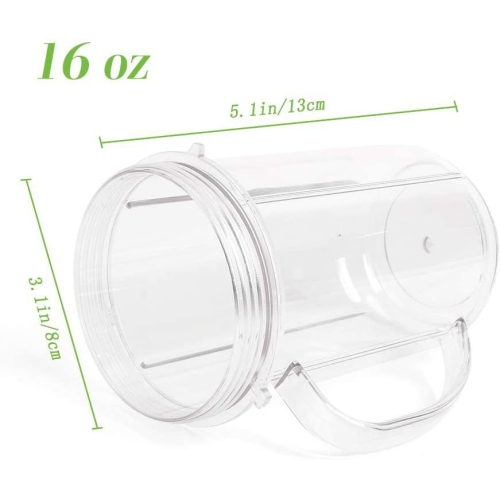 4 Pack 16oz Bullet Cups Compatible with Magic Bullet Blender Juicer 250W MB-1001 Party Cups Mugs with Colored Lip Rings