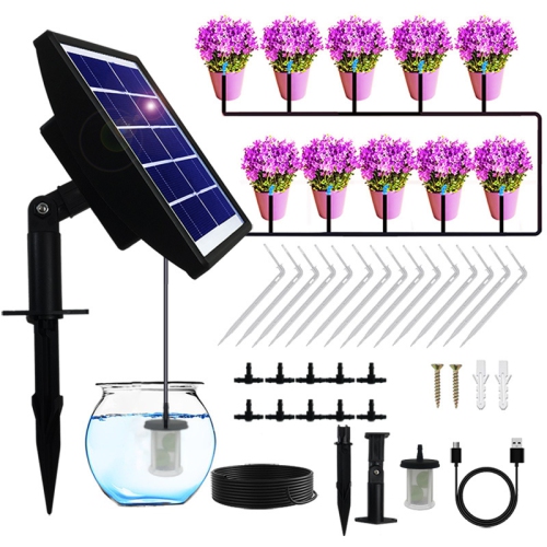 Image 1 of 6.. Solar Auto Drip Irrigation Kit System, Solar Powered Plants Watering System, Self Watering Devices Supported 15 Pots