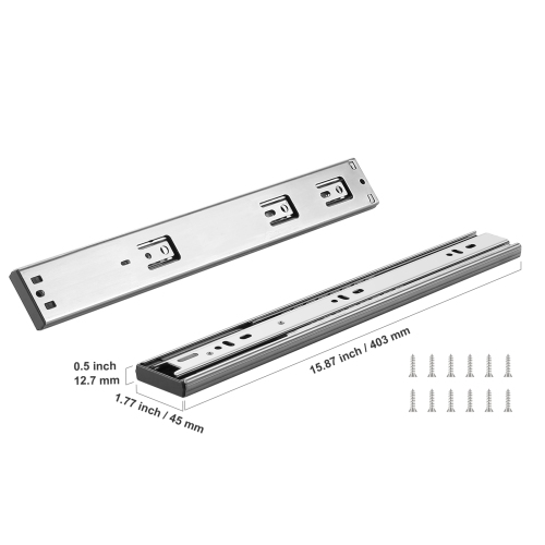 VEVOR 10 Pairs of 16 Inch Drawer Slides Side Mount Rails, Heavy Duty Full Extension Steel Track, Soft-Close Noiseless Guide Glides with Ball Bearing,