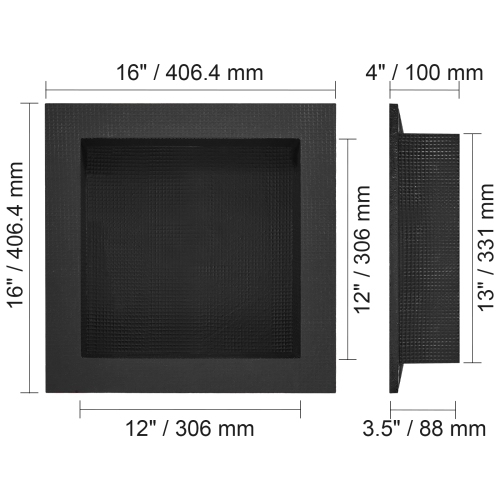 VEVOR 16" x 16" Shower Niche Ready for Tile, Single Shelf Organizer, Square Corners Wall-inserted Niche Recessed, Sealed Protection Modern Soap