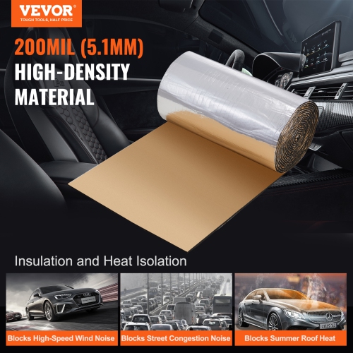 VEVOR 200 mil Car Sound Deadening Mat, 36 sqft Automotive Sound Deadener, High Density Foam Sound Deadener Material & Heat Barrier, Double Layer