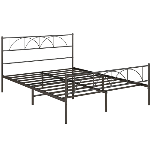 HOMCOM Queen Bed Frame, Metal Platform Bed Frame with Headboard and Footboard, Steel Slat Support, Underbed Storage, No Box Spring Needed, Easy