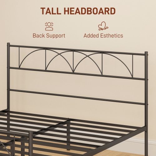 HOMCOM Queen Bed Frame, Metal Platform Bed Frame with Headboard and Footboard, Steel Slat Support, Underbed Storage, No Box Spring Needed, Easy