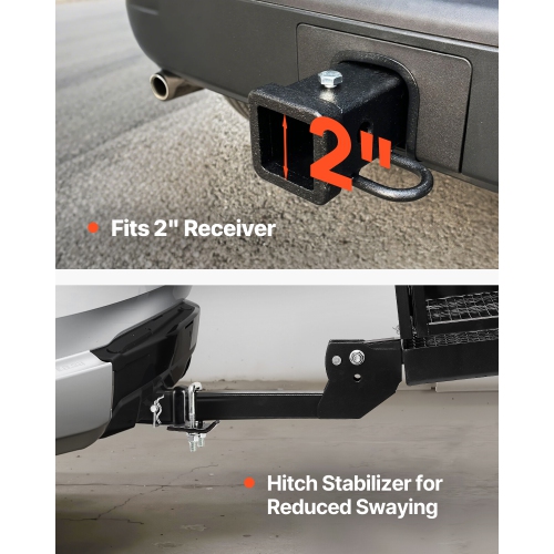 VEVOR 60" x 24" x 14", Hitch Cargo Carrier, 500 lbs Capacity Hitch Cargo Carrier with Anti-Rattle Hitch Stabilizer, Folding Hitch Mount Cargo Carrier