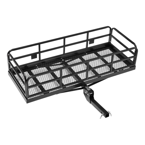 VEVOR 60" x 24" x 14", Hitch Cargo Carrier, 500 lbs Capacity Hitch Cargo Carrier with Anti-Rattle Hitch Stabilizer, Folding Hitch Mount Cargo Carrier