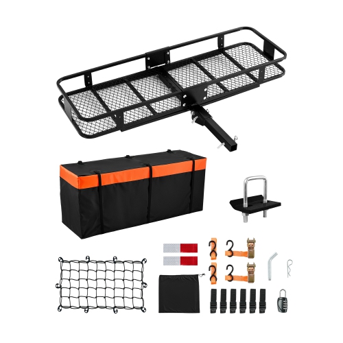 VEVOR 60" x 20" x 6",Hitch Cargo Carrier, 500 lbs Capacity Hitch Cargo Carrier with Cargo Net & Waterproof Cargo Bag,Folding Hitch Mount Cargo