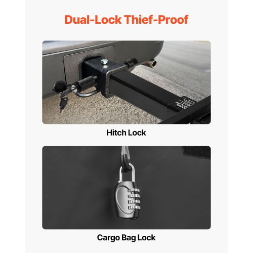 VEVOR 60" x 20" x 6",Hitch Cargo Carrier, 500 lbs Capacity Hitch Cargo Carrier with Cargo Net & Waterproof Cargo Bag,Folding Hitch Mount Cargo