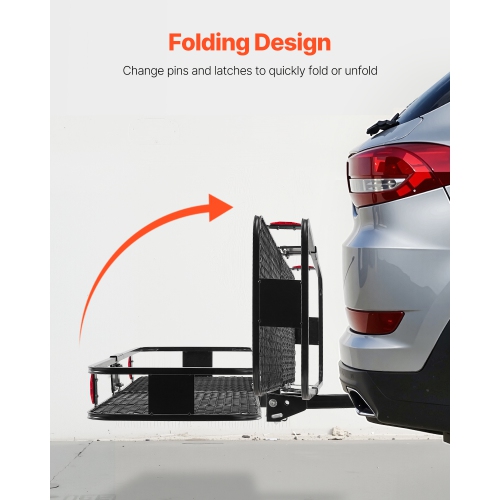 VEVOR 60" x 20" x 6",Hitch Cargo Carrier, 500 lbs Capacity Hitch Cargo Carrier with Cargo Net & Waterproof Cargo Bag,Folding Hitch Mount Cargo