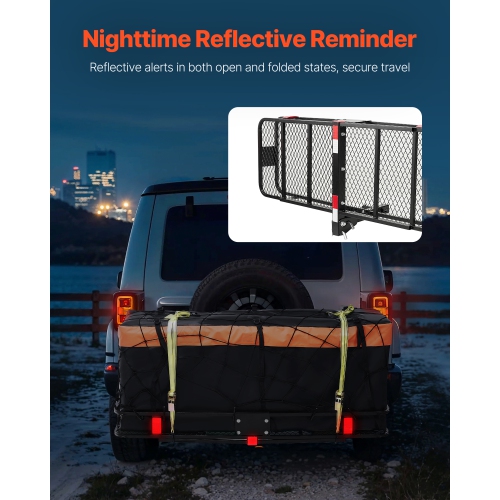 VEVOR 60" x 20" x 6",Hitch Cargo Carrier, 500 lbs Capacity Hitch Cargo Carrier with Cargo Net & Waterproof Cargo Bag,Folding Hitch Mount Cargo