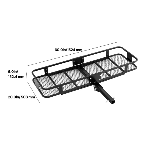 VEVOR 60" x 20" x 6",Hitch Cargo Carrier, 500 lbs Capacity Hitch Cargo Carrier with Cargo Net & Waterproof Cargo Bag,Folding Hitch Mount Cargo