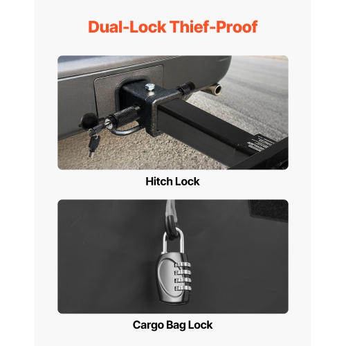 VEVOR 70" x 30" x 6", Hitch Cargo Carrier, 500 lbs Capacity Hitch Cargo Carrier with Ratchet Straps & Cargo Bag, Folding Hitch Mount Cargo Carrier