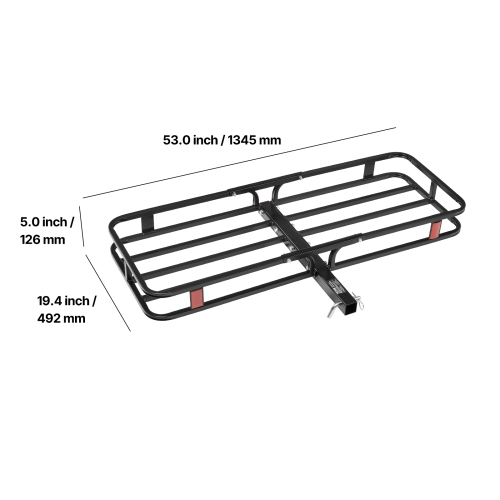 VEVOR 53" x 19" x 5", Hitch Cargo Carrier, 500 lbs Capacity Hitch Cargo Carrier with Hitch Stabilizer & Ratchet Straps, Folding Hitch Mount Cargo