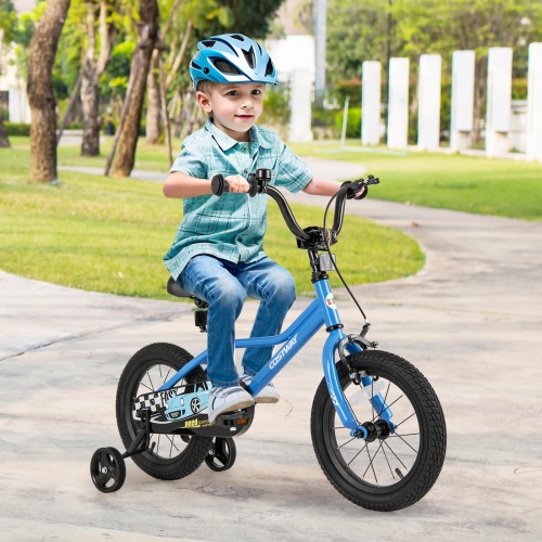 Costway 12"/14"/16"/18" Kids Training Bike with Removable Training Wheels Pneumatic Tires Navy/Black