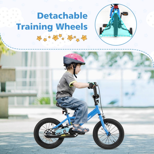 Costway 12"/14"/16"/18" Kids Training Bike with Removable Training Wheels Pneumatic Tires Navy/Black