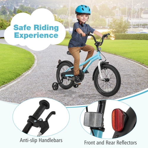 Vélo pour enfants de 12&nbsp;po/14&nbsp;po/16&nbsp;po/18&nbsp;po de Costway pour garçons et filles de 3-4 ans avec siège ajustable réfléchissants