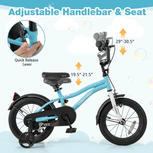 Vélo pour enfants de 12&nbsp;po/14&nbsp;po/16&nbsp;po/18&nbsp;po de Costway pour garçons et filles de 3-4 ans avec siège ajustable réfléchissants