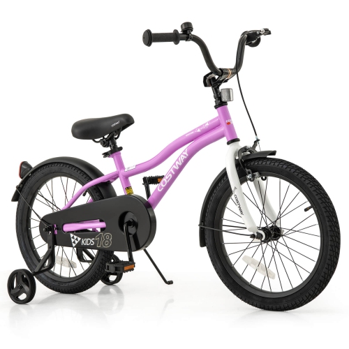 Costway 12"/14"/16"/18" Kids Bike for 3-4 Years Old Boys & Girls with Adjustable Seat Handbrake Reflectors Blue/Purple/Red