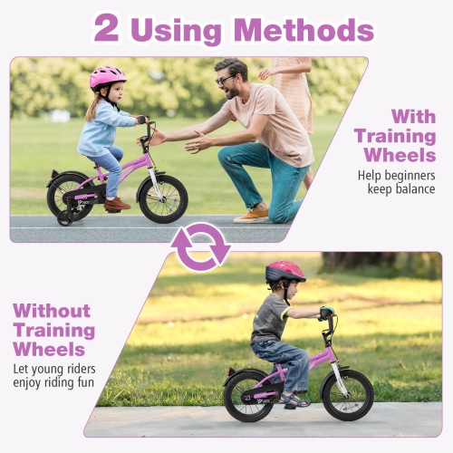 Vélo pour enfants de 12 po/14 po/16 po/18 po de Costway pour garçons et filles de 3-4 ans avec siège ajustable réfléchissants