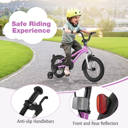 Vélo pour enfants de 12 po/14 po/16 po/18 po de Costway pour garçons et filles de 3-4 ans avec siège ajustable réfléchissants