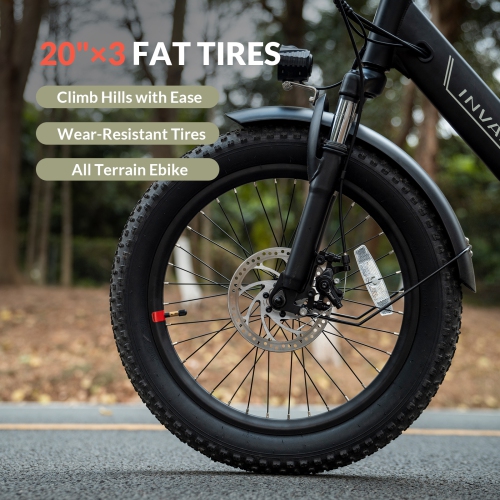 INVANTI BB11 Foldable Fat Tire Electric Bike for Adults - 72KM Long Range, 900W Peak Motor | All-Terrain Front Suspension & 7-Speed | Commuting &
