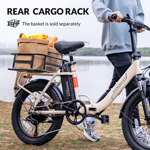 INVANTI BB11 Foldable Fat Tire Electric Bike for Adults - 72KM Long Range, 900W Peak Motor | All-Terrain Front Suspension & 7-Speed | Commuting &