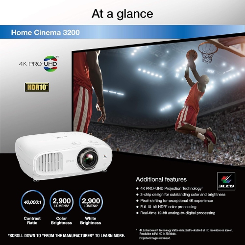 Epson Home Cinema 3200 4K PRO-UHD 3-Chip Projector with HDR