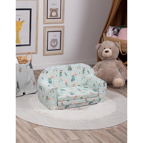 Delsit Kids Couch for Toddlers - 2 in 1 Convertible Foam Sofa to Lounger, Comfy Flip Out Lounge Chair for Children, Made in Europe