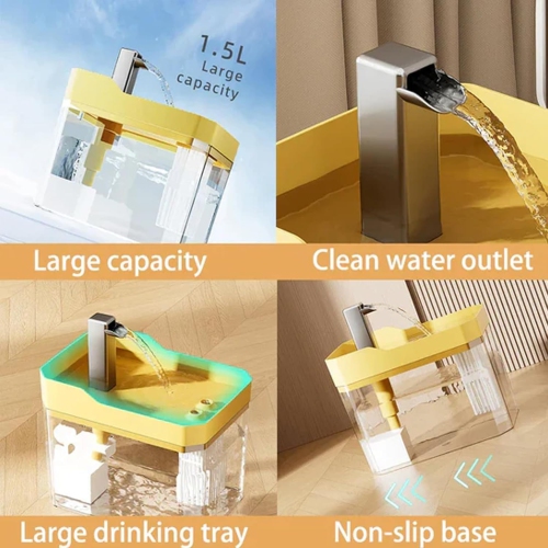 Pet automatic circulating water fountain, automatic filtering circulating flowing water, 1500ml large capacity, low noise